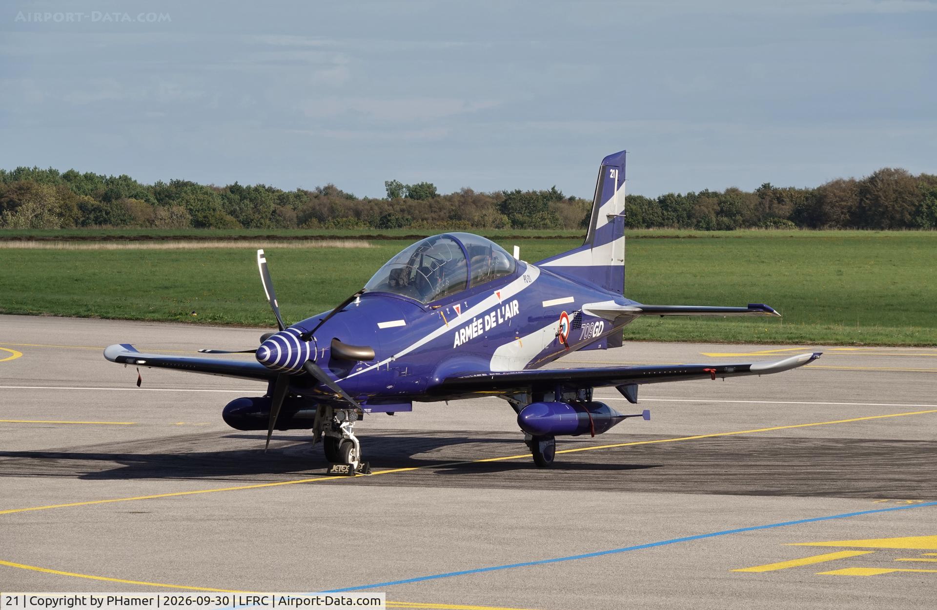 Aircraft 21, Pilatus PC-21, c/n 21 l/n 341, Cherbourg, at LFRC, photo by PHamer