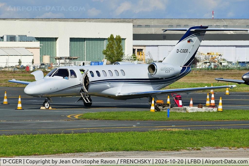 Aircraft D-CGER, 2006 Cessna 525B CitationJet CJ3, c/n 525B-0081, Excellent Air Bordeaux (BOD) Valencia (VLC) (ECA3ER), at LFBD, photo by Jean Christophe Ravon / FRENCHSKY