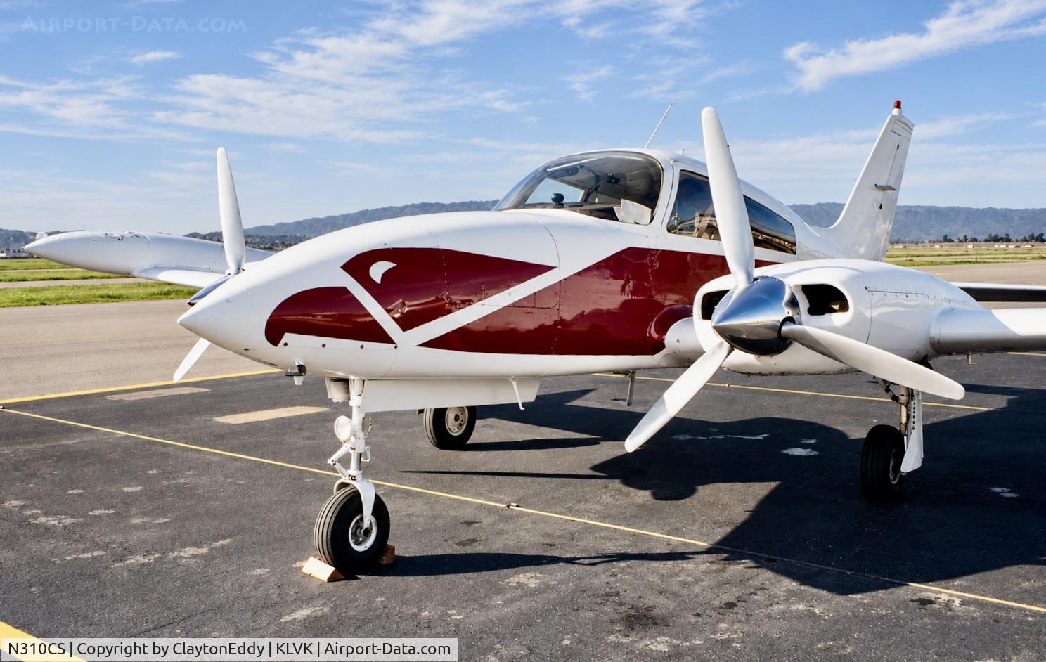 Aircraft N310CS, 1975 Cessna 310R, c/n 310R0239, Livermore airport in California 1990's, at KLVK, photo by ClaytonEddy