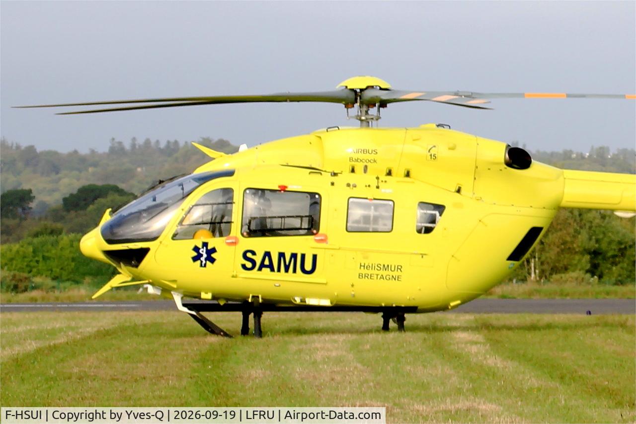 Aircraft F-HSUI, 2022 Airbus Helicopters H145, c/n 21115, Airbus Helicopters H145, Morlaix-Ploujean airport (LFRU-MXN), at LFRU, photo by Yves-Q