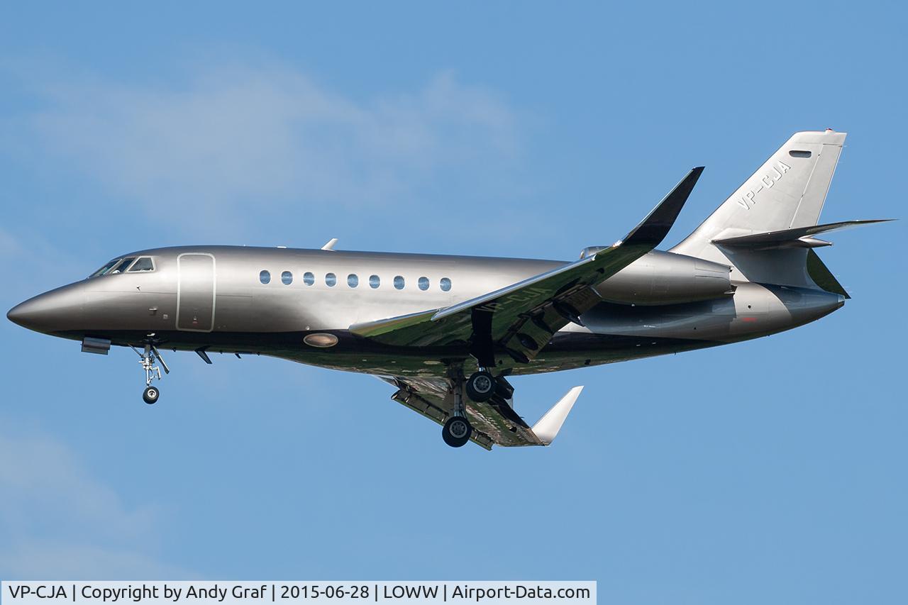 Aircraft VP-CJA, 1995 Dassault Falcon 2000, c/n 18, Untitled Falcon 2000, at LOWW, photo by Andy Graf