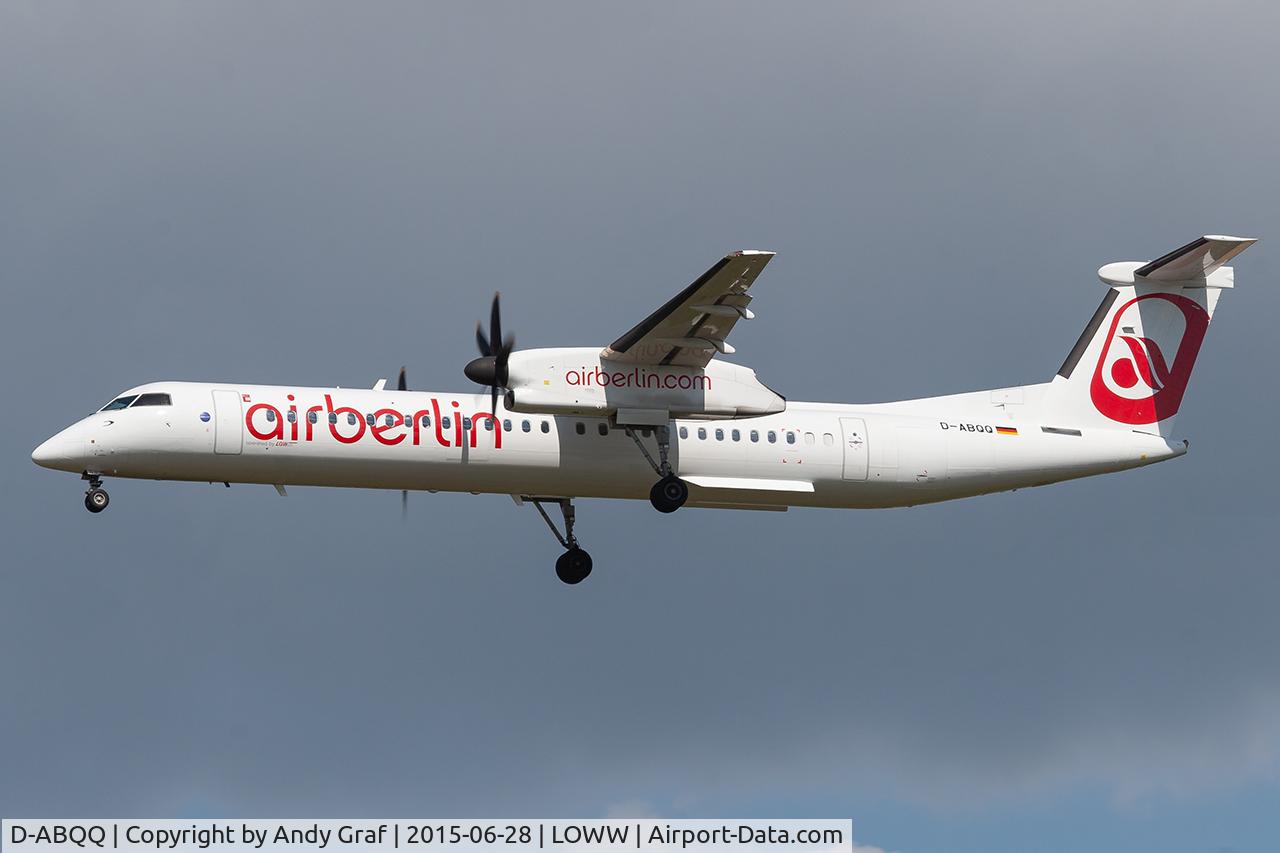 Aircraft D-ABQQ, 2008 De Havilland Canada DHC-8-402Q Dash 8 Dash 8, c/n 4198, Air Berlin DHC8-400, at LOWW, photo by Andy Graf