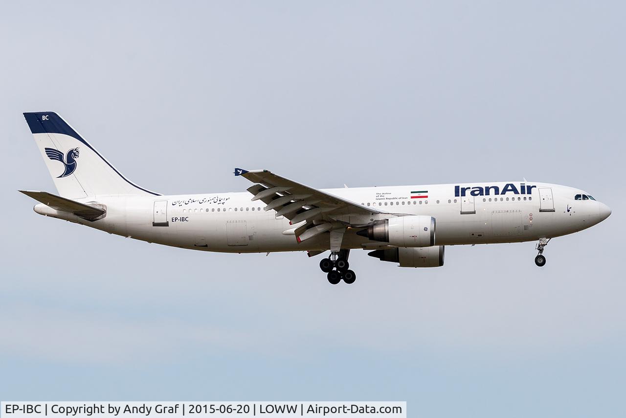Aircraft EP-IBC, 1992 Airbus A300B4-605R, c/n 632, Iran Air A300-600, at LOWW, photo by Andy Graf