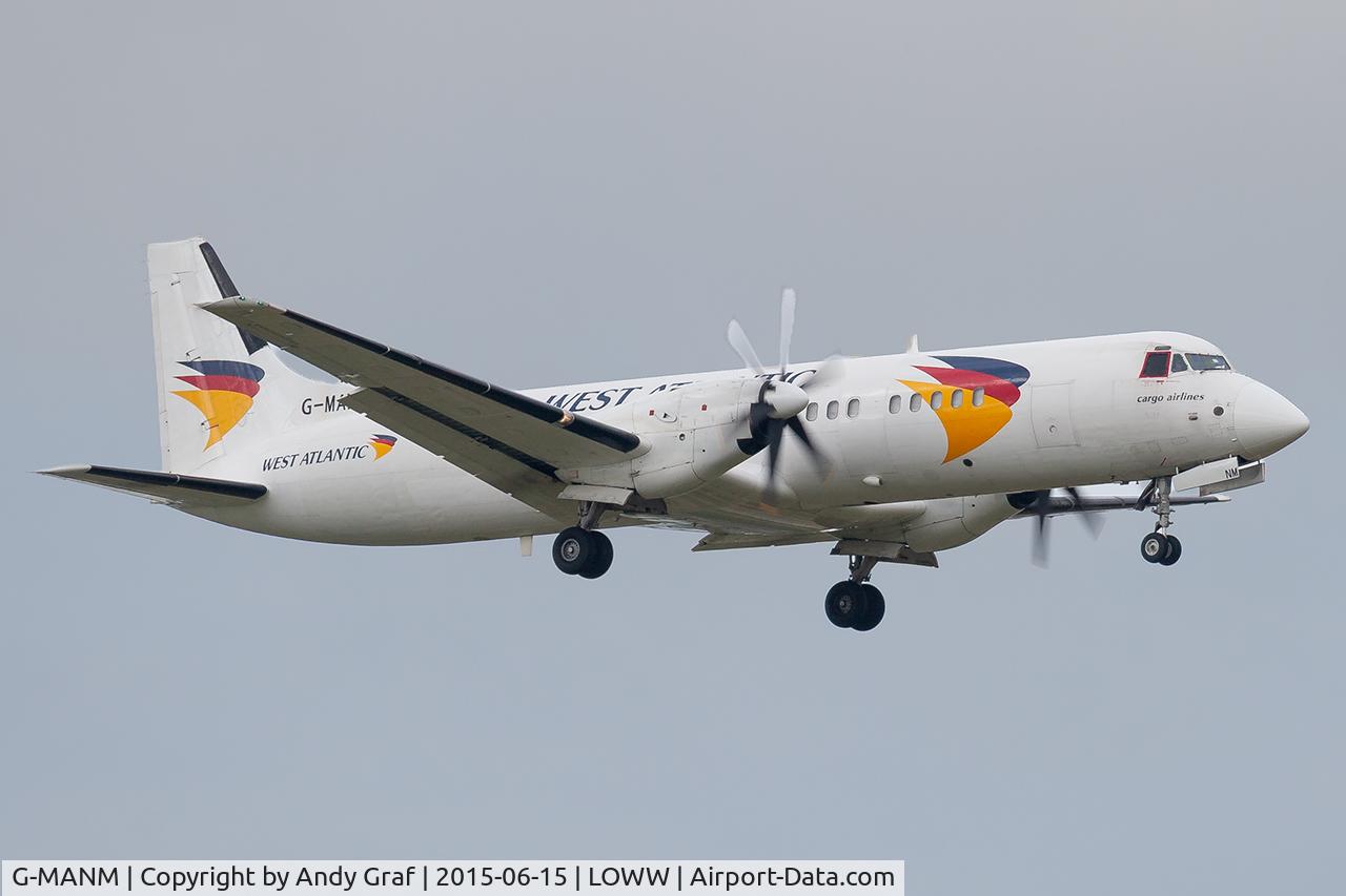 Aircraft G-MANM, 1988 British Aerospace ATP, c/n 2005, West Atlantic ATP, at LOWW, photo by Andy Graf