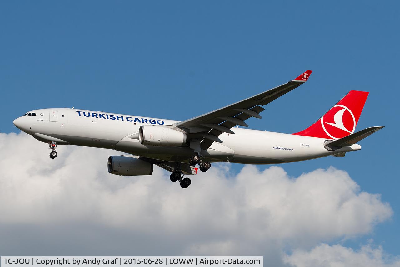 Aircraft TC-JOU, 2014 Airbus A330-243F, c/n 1550, Turkish Cargo A330-200, at LOWW, photo by Andy Graf
