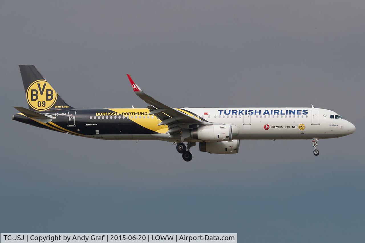 Aircraft TC-JSJ, 2013 Airbus A321-231, c/n 5633, Turkish Airways A321, at LOWW, photo by Andy Graf