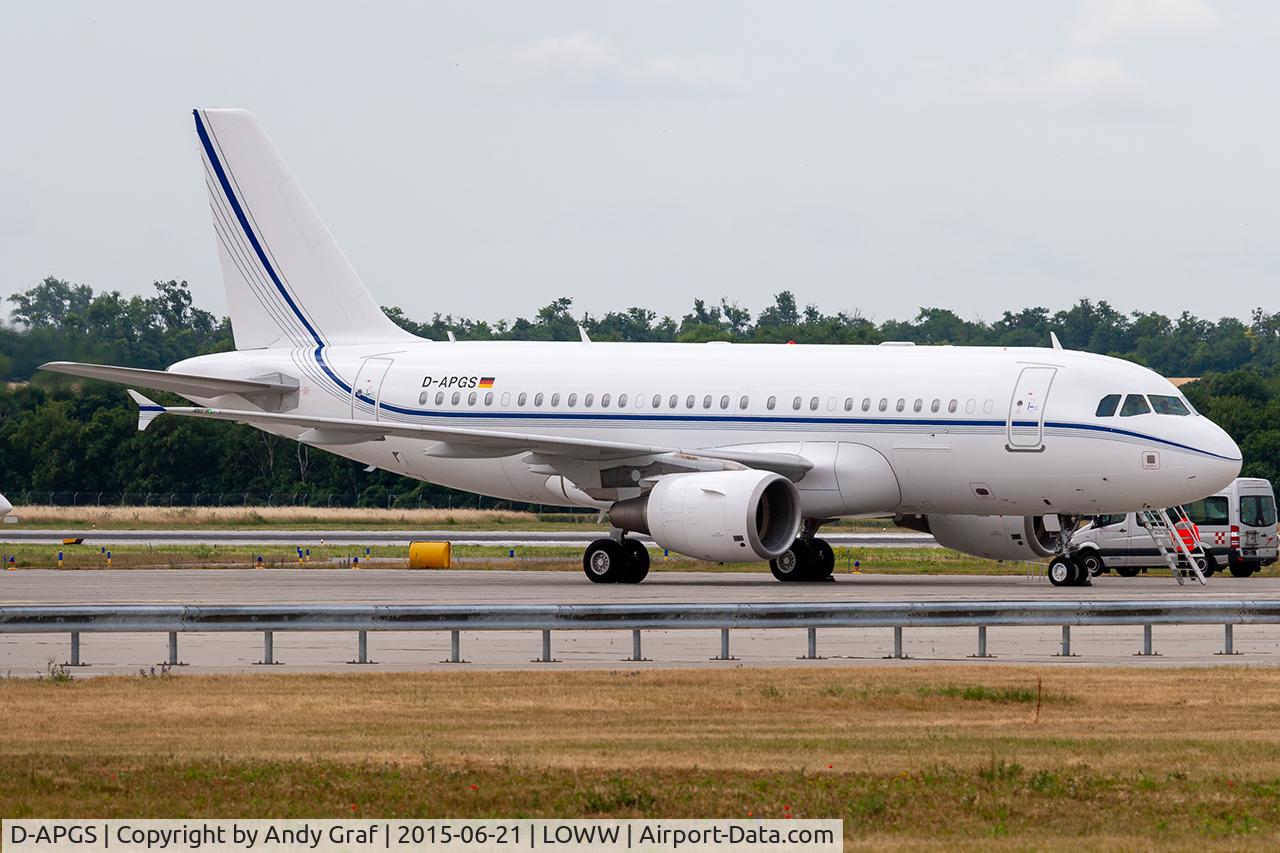 Aircraft D-APGS, 2007 Airbus ACJ319 (A319-115/CJ), c/n 3046, Untitled A319, at LOWW, photo by Andy Graf