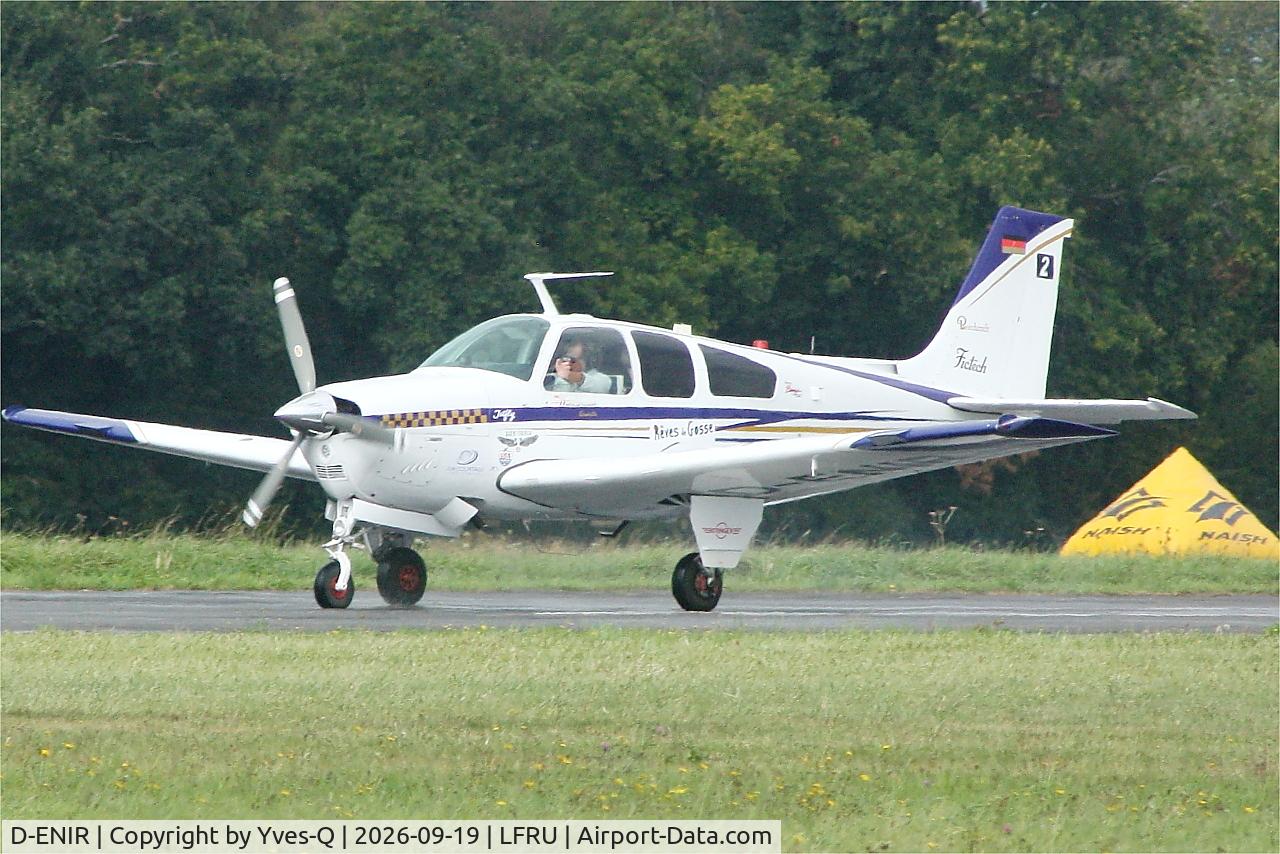 Aircraft D-ENIR, 1970 Beech F33C Bonanza, c/n CJ-27, Beech F33C, Taxiing rwy 22, Morlaix-Ploujean airport (LFRU-MXN), at LFRU, photo by Yves-Q