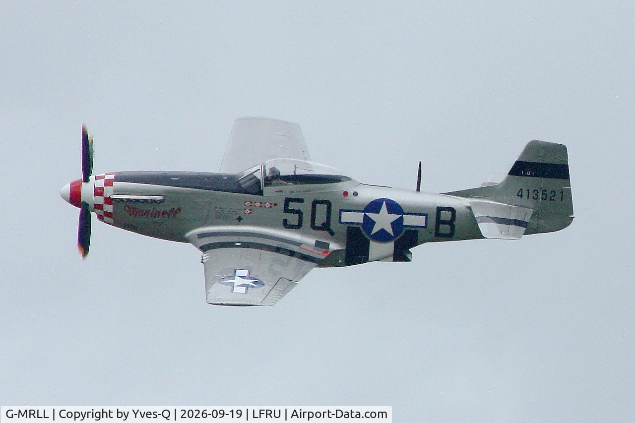Aircraft G-MRLL, 1943 North American P-51D Mustang, c/n 109-27154, North American P-51D Mustang, On display, Morlaix-Ploujean airport (LFRU-MXN), at LFRU, photo by Yves-Q