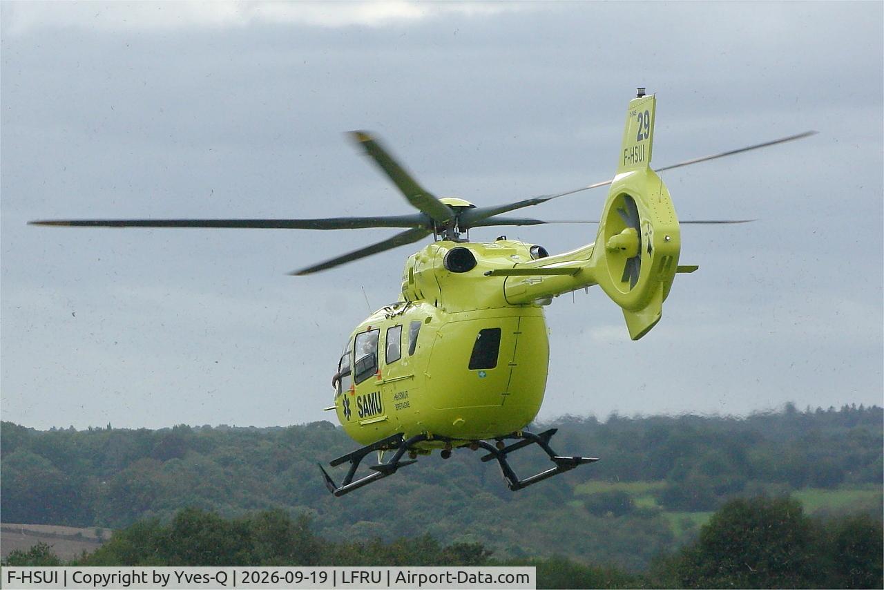 Aircraft F-HSUI, 2022 Airbus Helicopters H145, c/n 21115, Airbus Helicopters H145, Take off, Morlaix-Ploujean airport (LFRU-MXN), at LFRU, photo by Yves-Q
