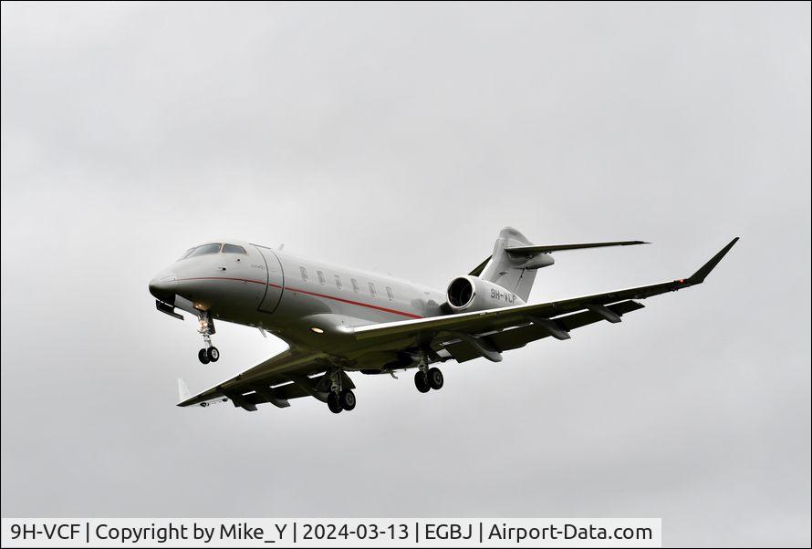 Aircraft 9H-VCF, 2014 Bombardier Challenger 350 (BD-100-1A10), c/n 20541, 2014 Bombardier Challenger 350 arriving at Gloucestershire Airport, at EGBJ, photo by Mike_Y
