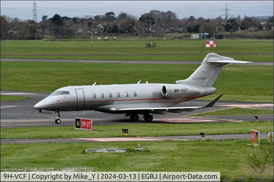 Aircraft 9H-VCF, 2014 Bombardier Challenger 350 (BD-100-1A10), c/n 20541, 2014 Bombardier Challenger 350 arriving at Gloucestershire Airport, at EGBJ, photo by Mike_Y