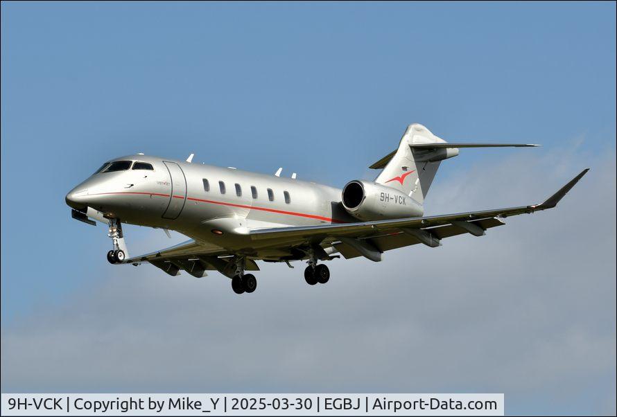Aircraft 9H-VCK, 2015 Bombardier Challenger 350 (BD-100-1A10), c/n 20592, 2015 Bombardier Challenger 350 arriving at Gloucestershire Airport, at EGBJ, photo by Mike_Y