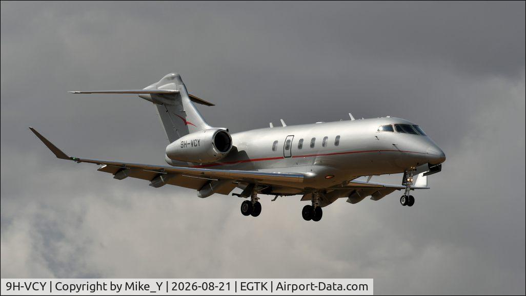 Aircraft 9H-VCY, 2016 Bombardier Challenger 350 (BD-100-1A10), c/n 20609, 2016 Bombardier Challenger 350 arriving at London Oxford Airport, at EGTK, photo by Mike_Y