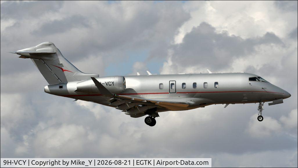 Aircraft 9H-VCY, 2016 Bombardier Challenger 350 (BD-100-1A10), c/n 20609, 2016 Bombardier Challenger 350 arriving at London Oxford Airport, at EGTK, photo by Mike_Y