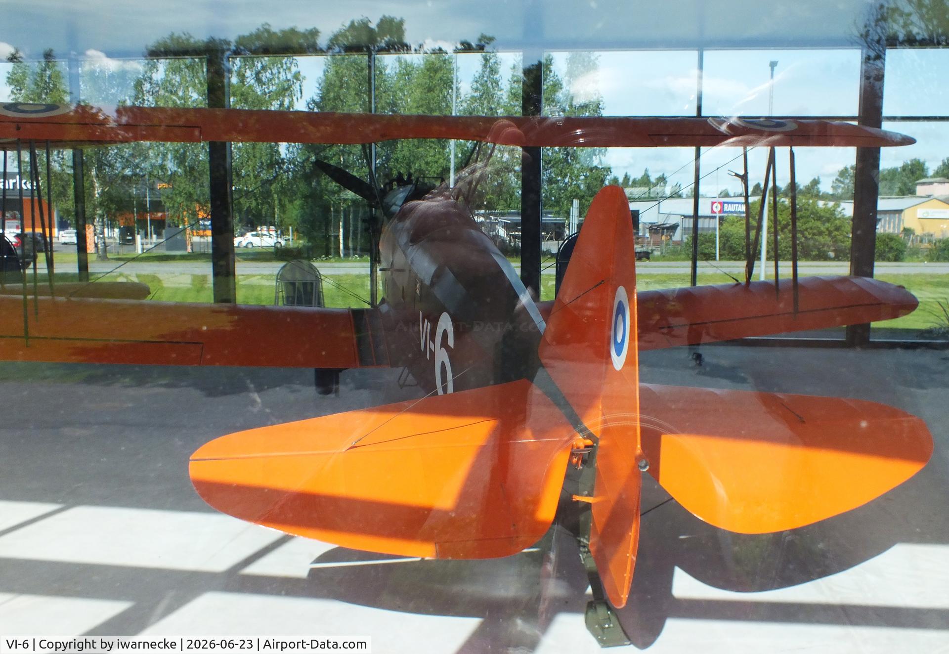 Aircraft VI-6, Valtion Viima II, c/n not found_VI-6, Valtion lentokonetehdas VL Viima II inside a glass pavilion (sorry for the reflections) at the Lentokonepuisto (Aircraft Park), Kauhava, photo by iwarnecke