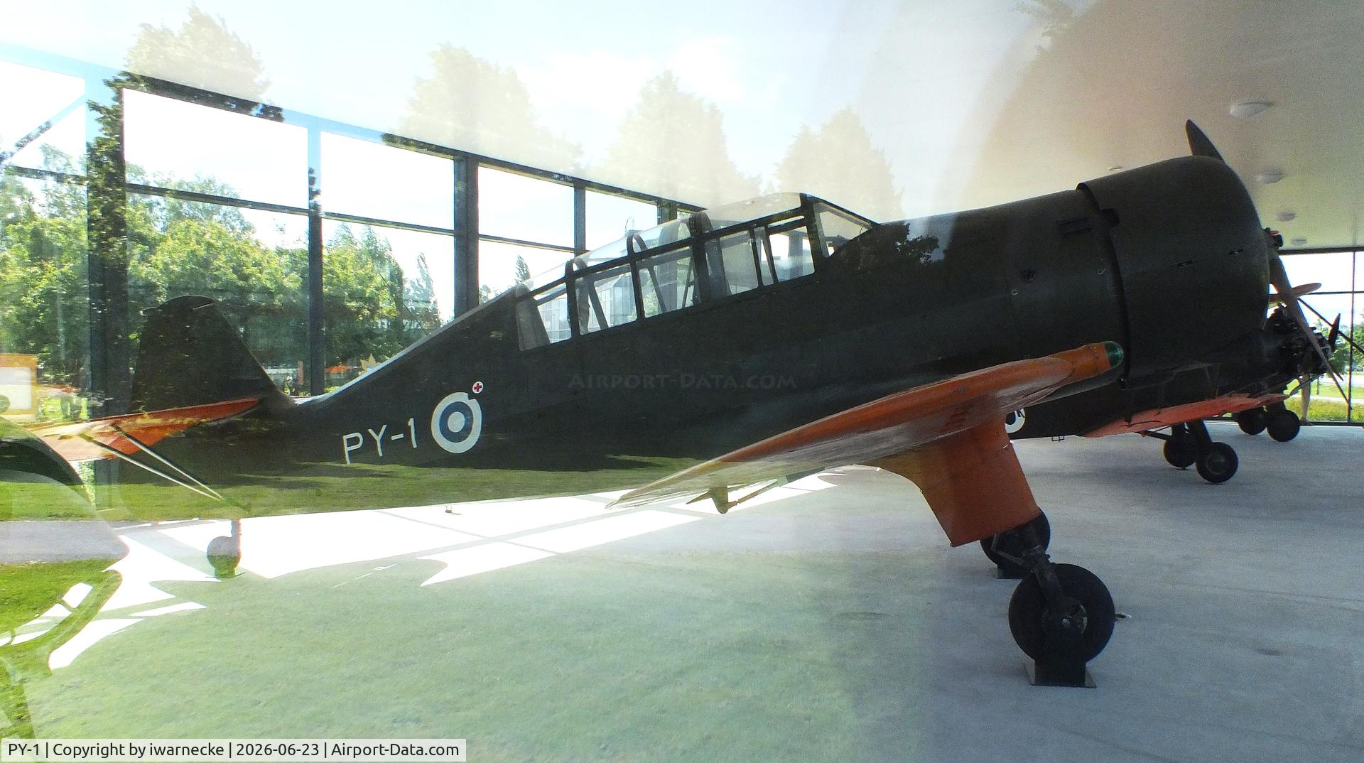 Aircraft PY-1, 1939 Valtion Pyry II, c/n not found_PY-1, Valtion lentokonetehdas VL Pyry II inside a glass pavilion (sorry for the reflections) at the Lentokonepuisto (Aircraft Park), Kauhava, photo by iwarnecke