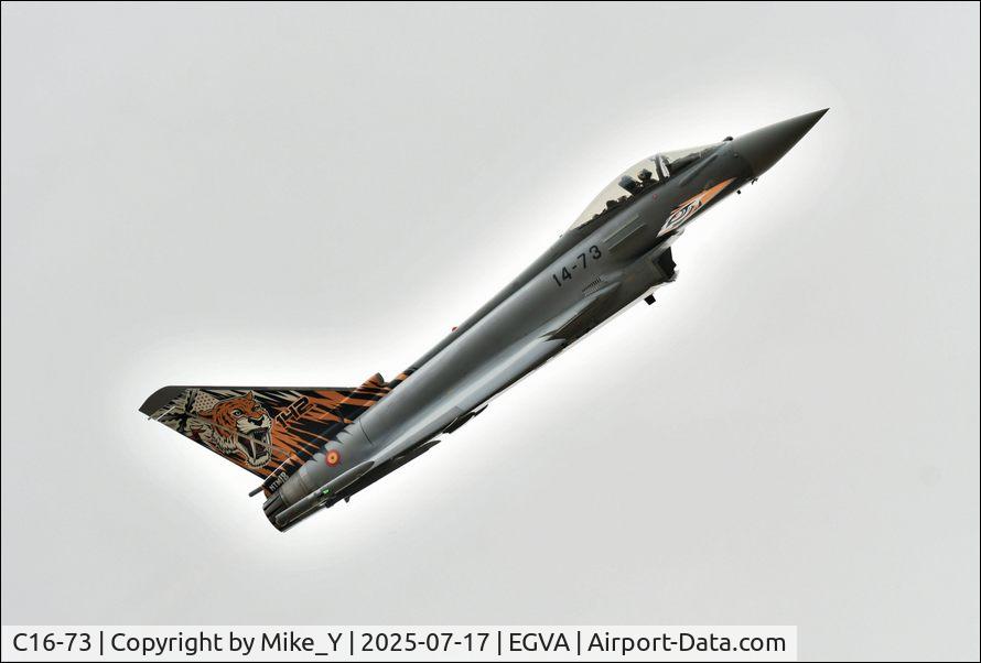 Aircraft C16-73, Eurofighter EF-2000 Typhoon S, c/n SS054, Eurofighter EF-2000 Typhoon of the Spanish Air Force rehearsing for RIAT 2025, at EGVA, photo by Mike_Y