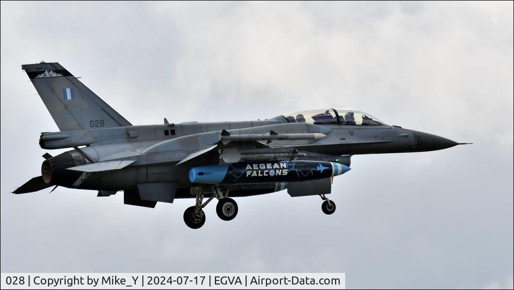 Aircraft 028, 2006 Lockheed Martin F-16DJ Fighting Falcon, c/n WK-8, 2006 Lockheed Martin F-16DJ Fighting Falcon of the Greek Air Force arriving at Fairford for RIAT 2024, at EGVA, photo by Mike_Y
