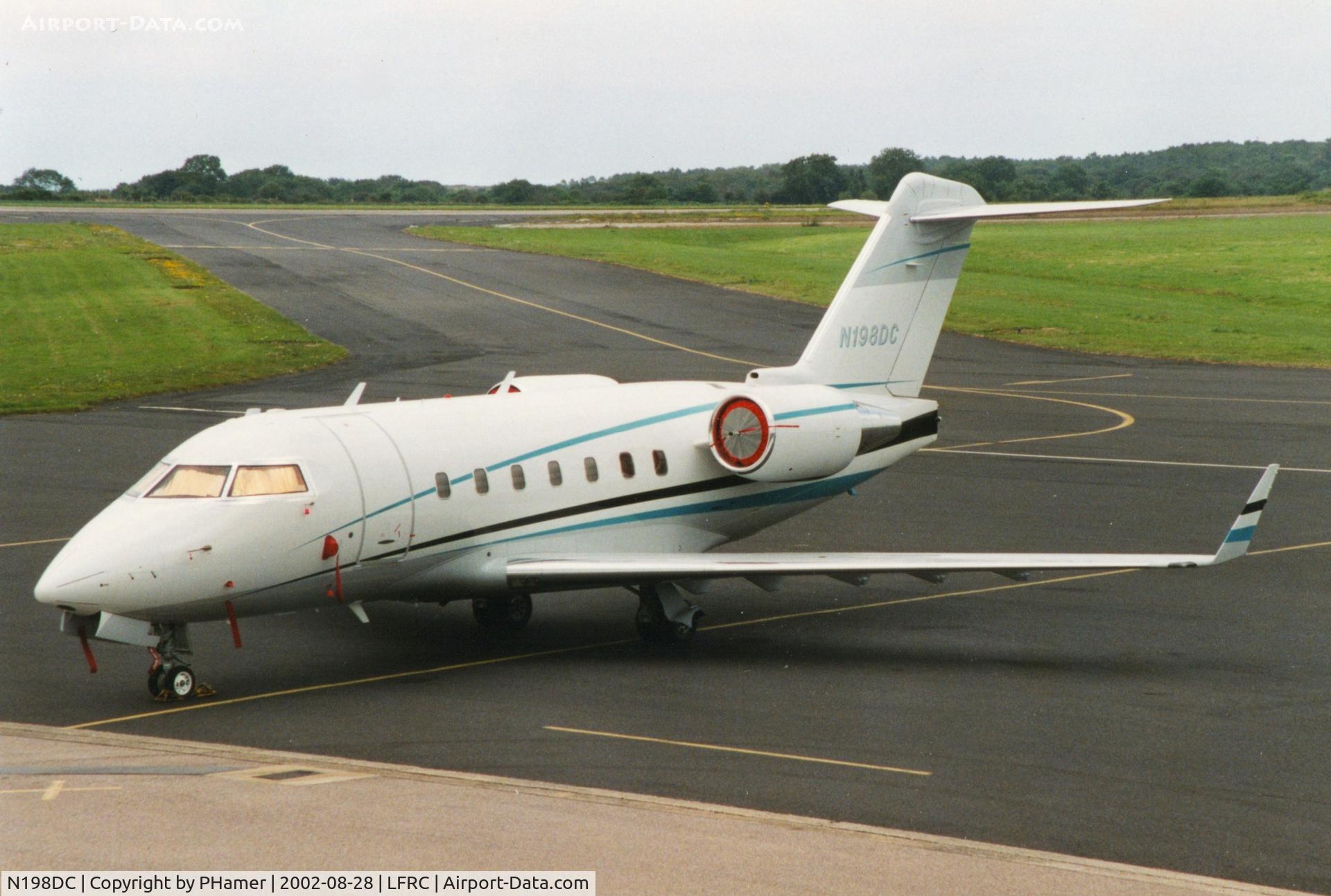 Aircraft N198DC, 2001 Bombardier Challenger 604 (CL-600-2B16), c/n 5481, Cherbourg August 2002, at LFRC, photo by PHamer