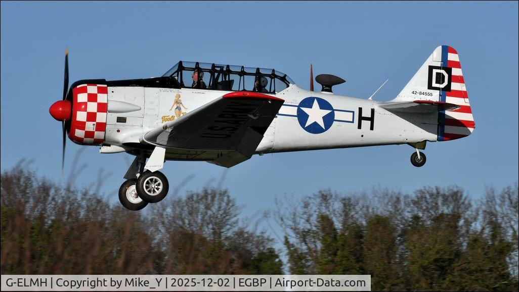 Aircraft G-ELMH, 1942 North American AT-6D Harvard III, c/n 88-16336 (42-84555), 1942 North American AT-6D Harvard III arriving at Cotswold Airport, at EGBP, photo by Mike_Y