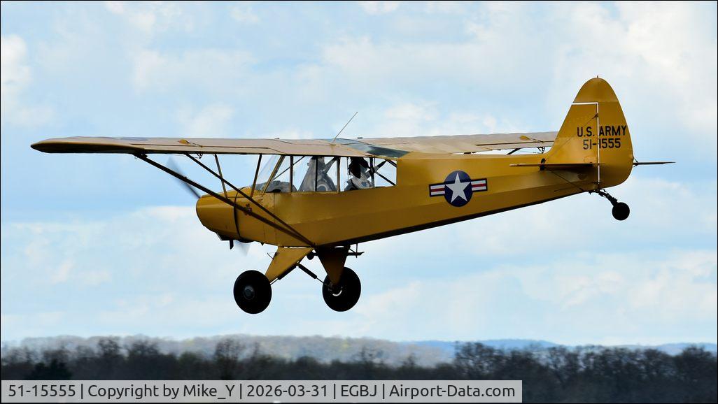 Aircraft 51-15555, 1951 Piper L-18C Super Cub (PA-18-95), c/n 18-1555, 1951 Piper L-18C Super Cub arriving at Gloucestershire Airport, at EGBJ, photo by Mike_Y