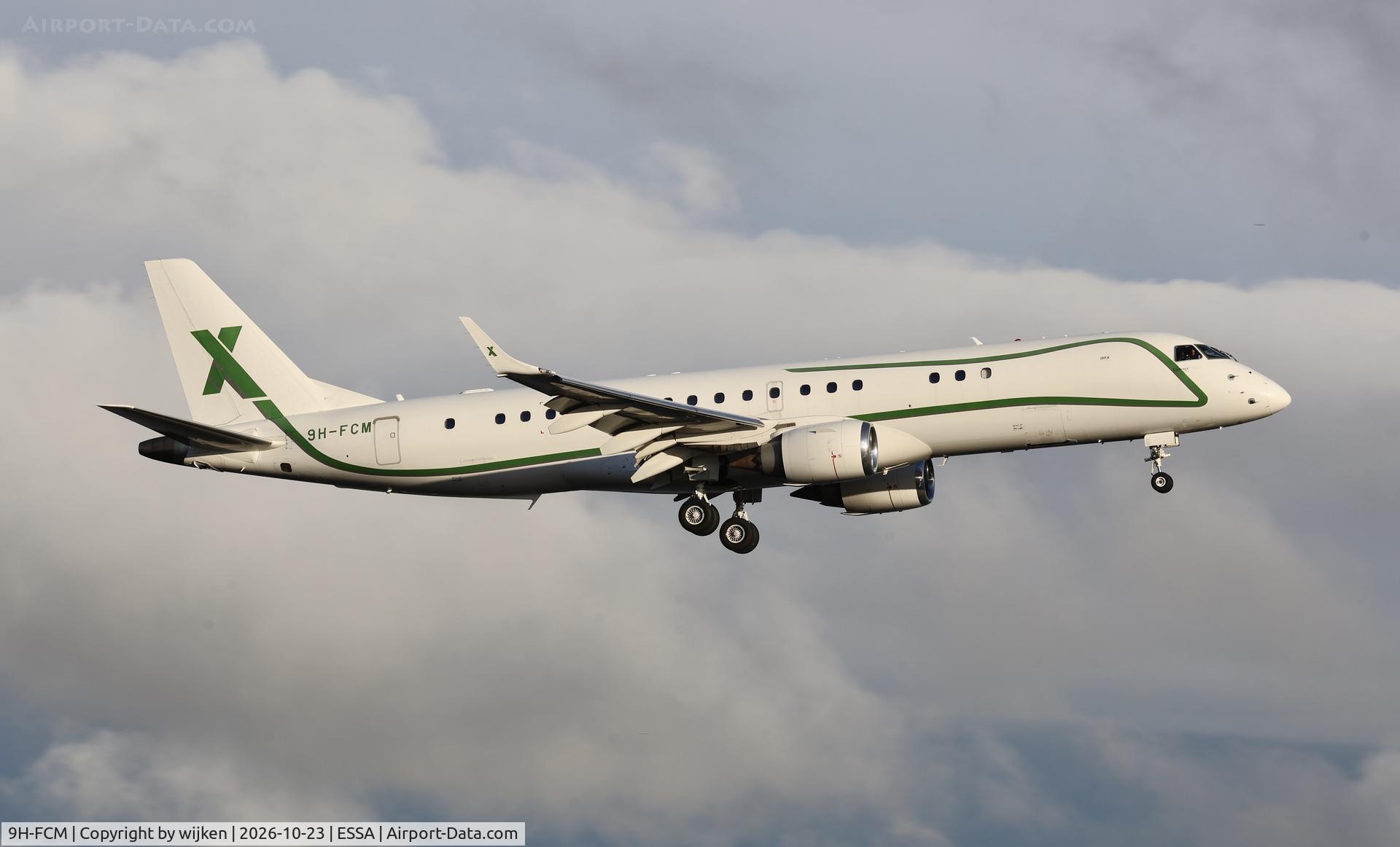 Aircraft 9H-FCM, 2014 Embraer ERJ-190-100ECJ Lineage 1000, c/n 19000641, Rwy 19L, at ESSA, photo by wijken