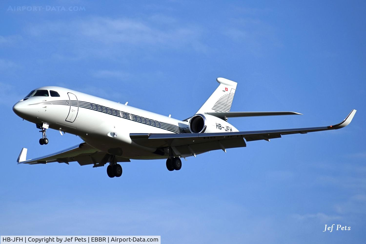Aircraft HB-JFH, 2025 Dassault Falcon 6X, c/n 023, Landing at Brussels Airport on 2026-10-24., at EBBR, photo by Jef Pets