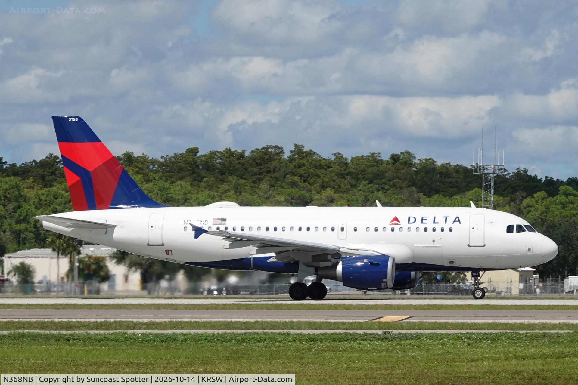 Aircraft N368NB, 2003 Airbus A319-114, c/n 2039, Delta 2320 departs Southwest Florida International Airport enroute to John F Kennedy International Airport, at KRSW, photo by Suncoast Spotter