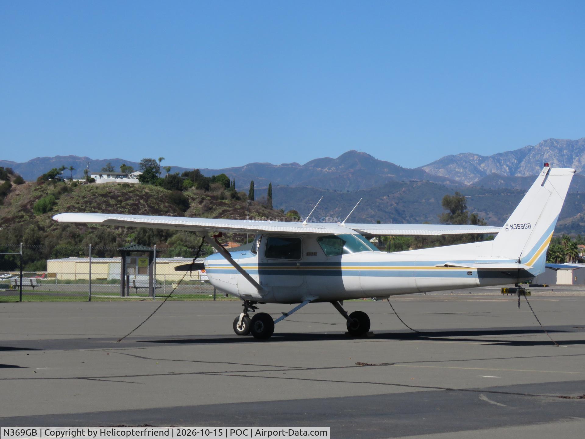 Aircraft N369GB, 1981 Cessna 152, c/n 15285103, Parked in transit parking, at POC, photo by Helicopterfriend
