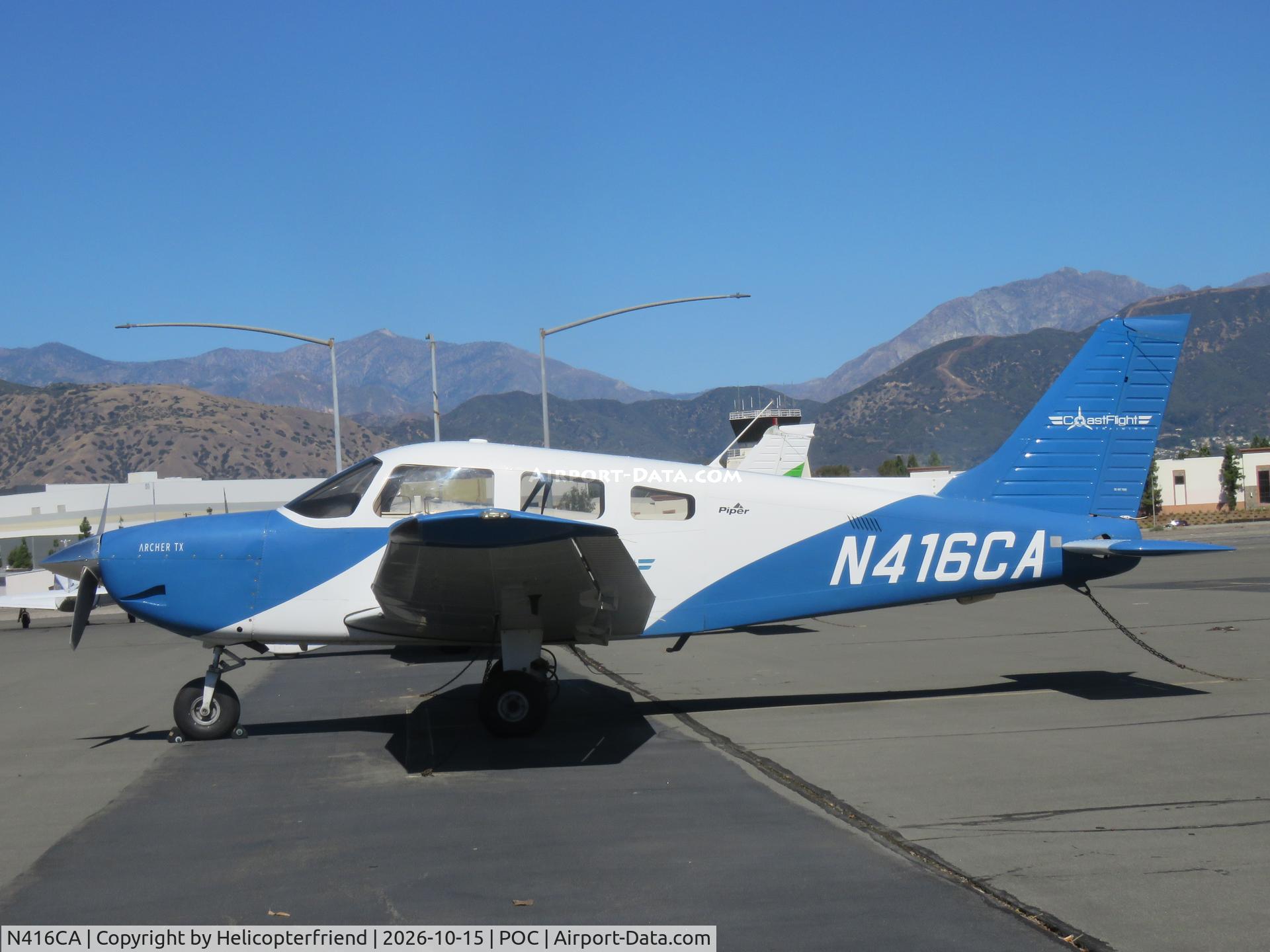 Aircraft N416CA, 2019 Piper PA-28-181 Archer TX, c/n 2881121, Parked in transit parking, at POC, photo by Helicopterfriend