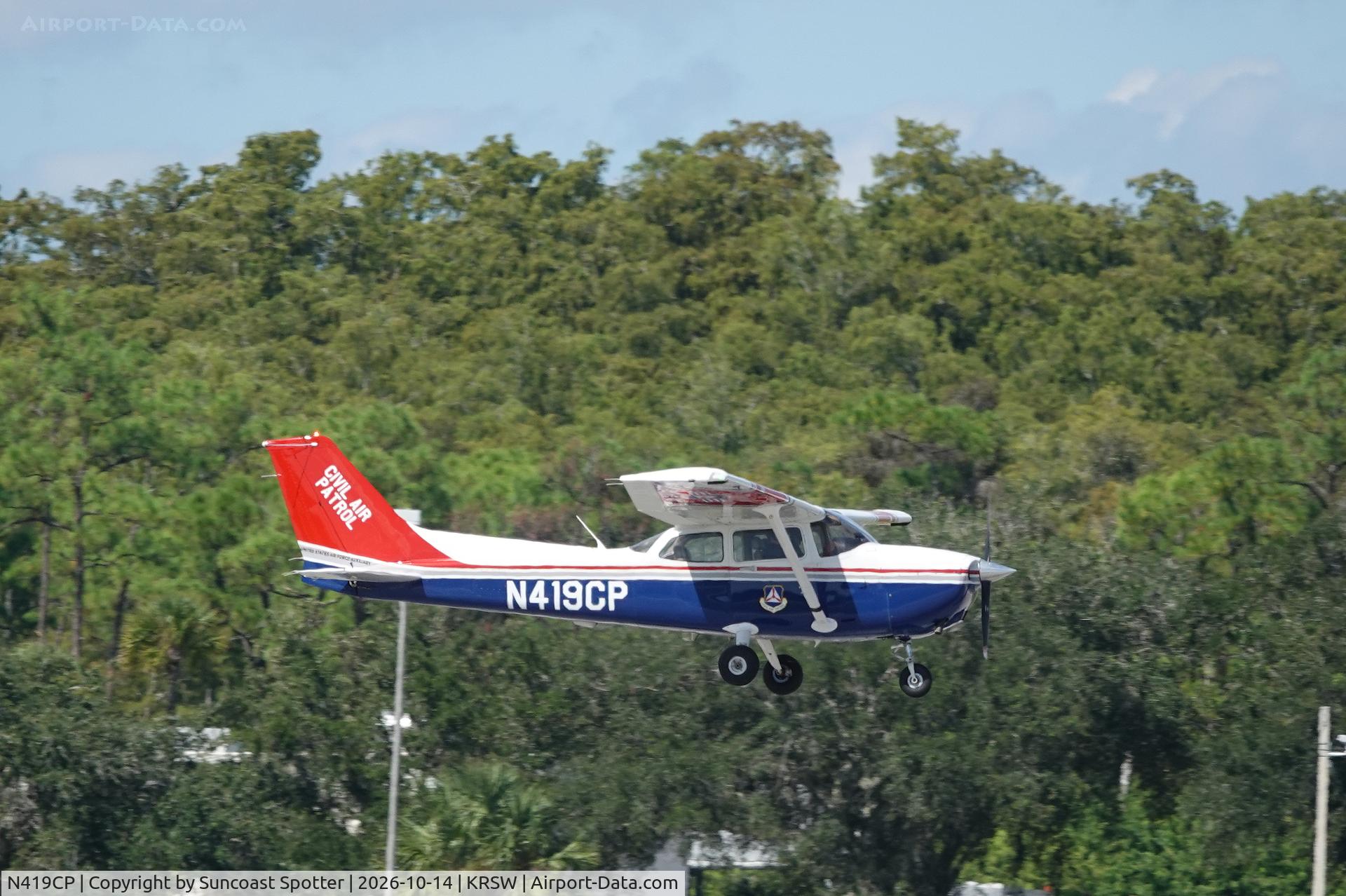 Aircraft N419CP, 2016 Textron (Cessna) 172S, c/n 172S12348, CAP 838 arrives at Southwest Florida International Airport following flight from Immokalee Regional Airport, at KRSW, photo by Suncoast Spotter