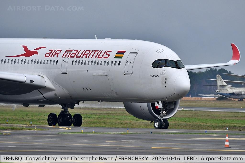 Aircraft 3B-NBQ, 2017 Airbus A350-941, c/n 157, Paris (CDG) Bordeaux (BOD) MK2, at LFBD, photo by Jean Christophe Ravon / FRENCHSKY