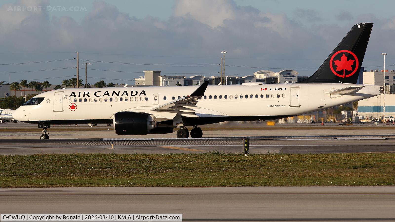 Aircraft C-GWUQ, Airbus A220-371, c/n 55179, at mia, at KMIA, photo by Ronald