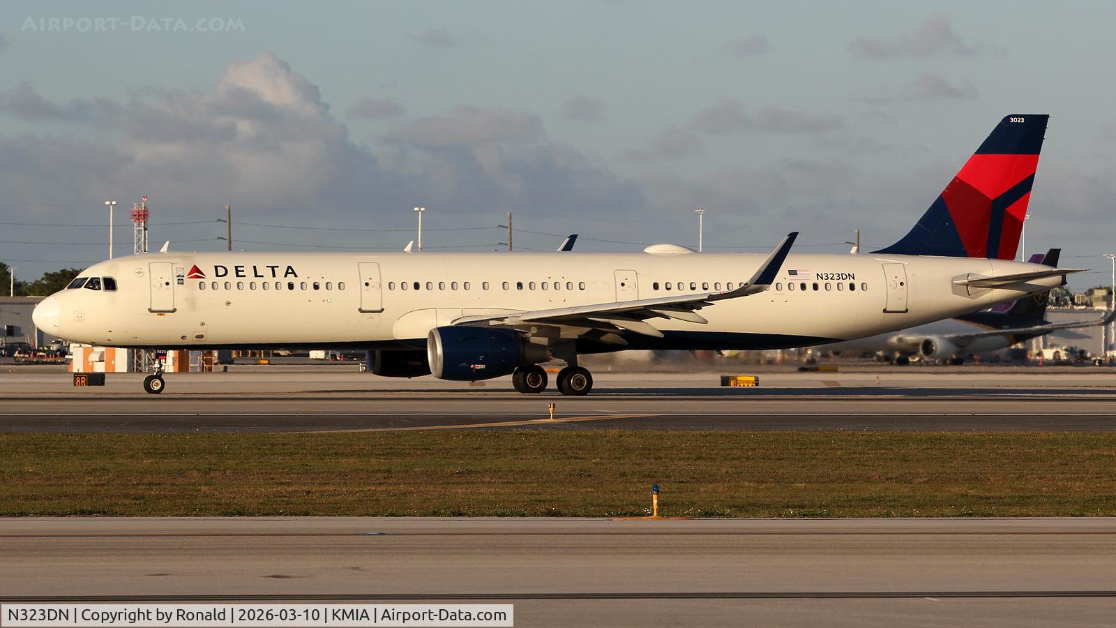 Aircraft N323DN, 2017 Airbus A321-211, c/n 7672, at mia, at KMIA, photo by Ronald