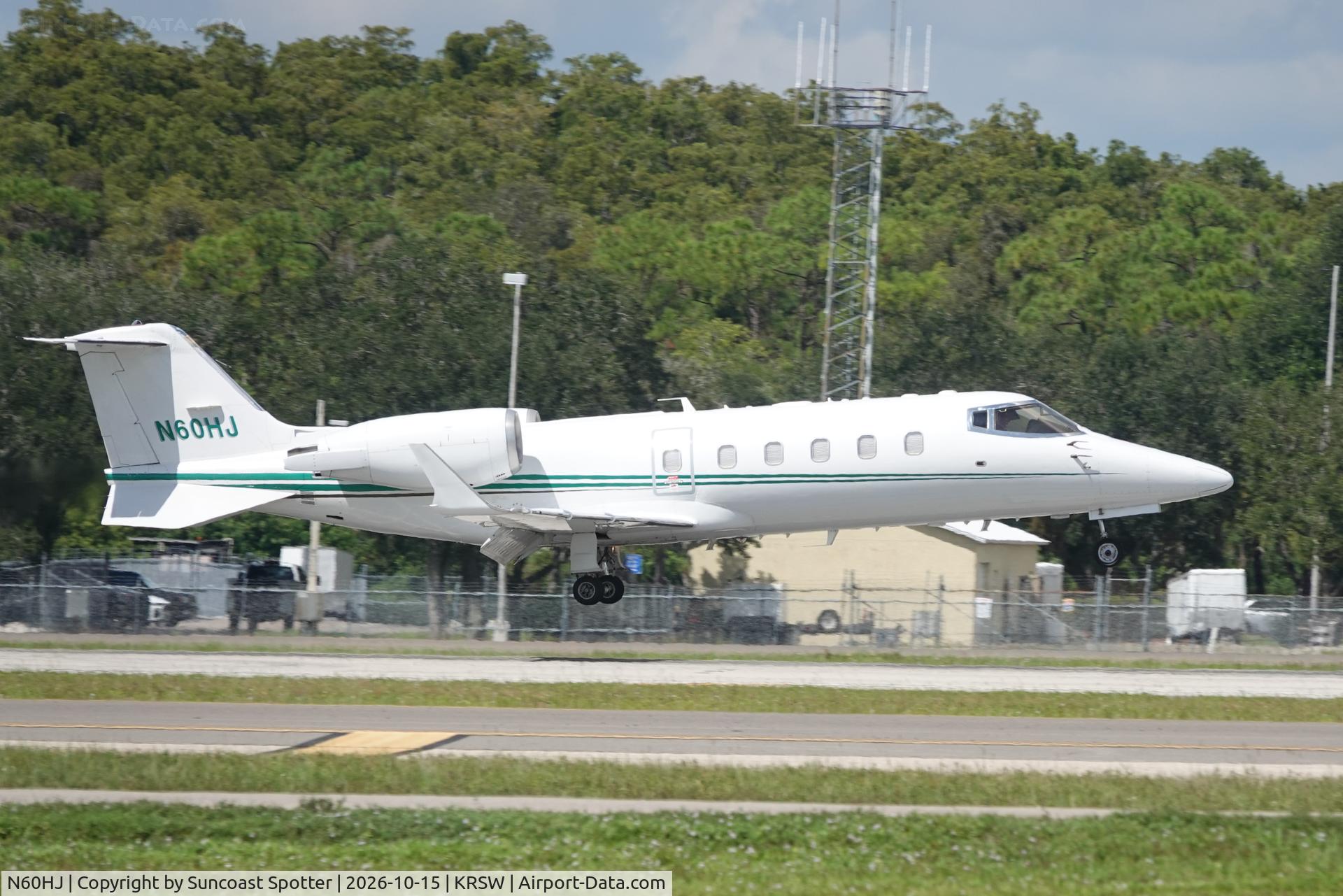 Aircraft N60HJ, Learjet Inc 60, c/n 378, Hop-A-Jet 60 arrives at Southwest Florida International Airport following flight from Fort Lauderdale Executive Airport, at KRSW, photo by Suncoast Spotter