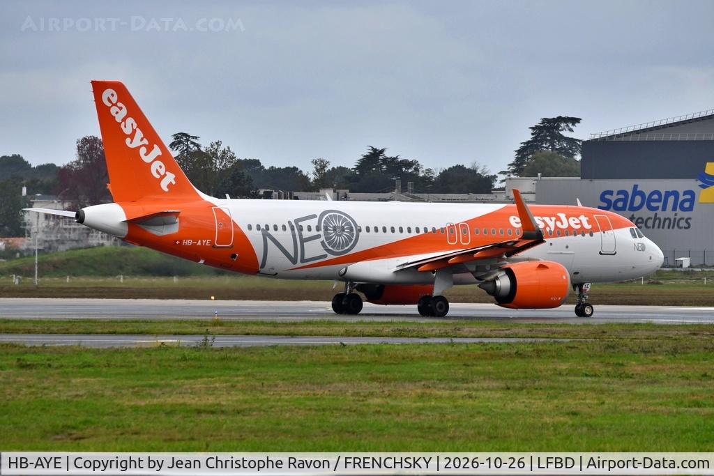 Aircraft HB-AYE, 2021 Airbus A320-251N, c/n 10114, Bordeaux (BOD) Geneva (GVA) U21442, at LFBD, photo by Jean Christophe Ravon / FRENCHSKY