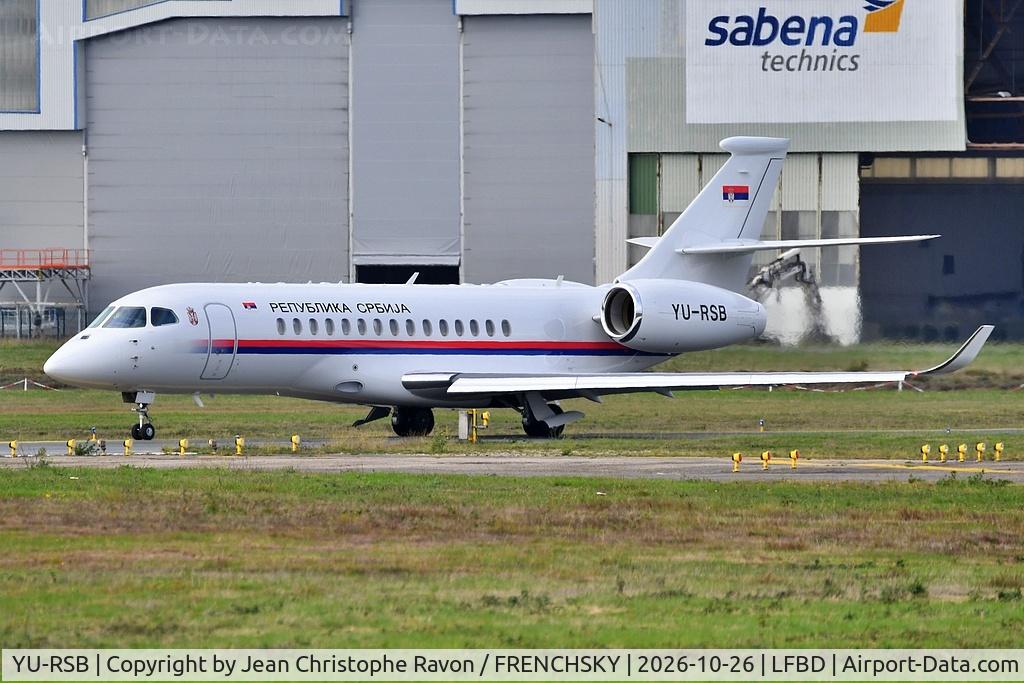 Aircraft YU-RSB, DASSAULT AVIATION FALCON 6X, c/n 013, Serbia - Government, at LFBD, photo by Jean Christophe Ravon / FRENCHSKY