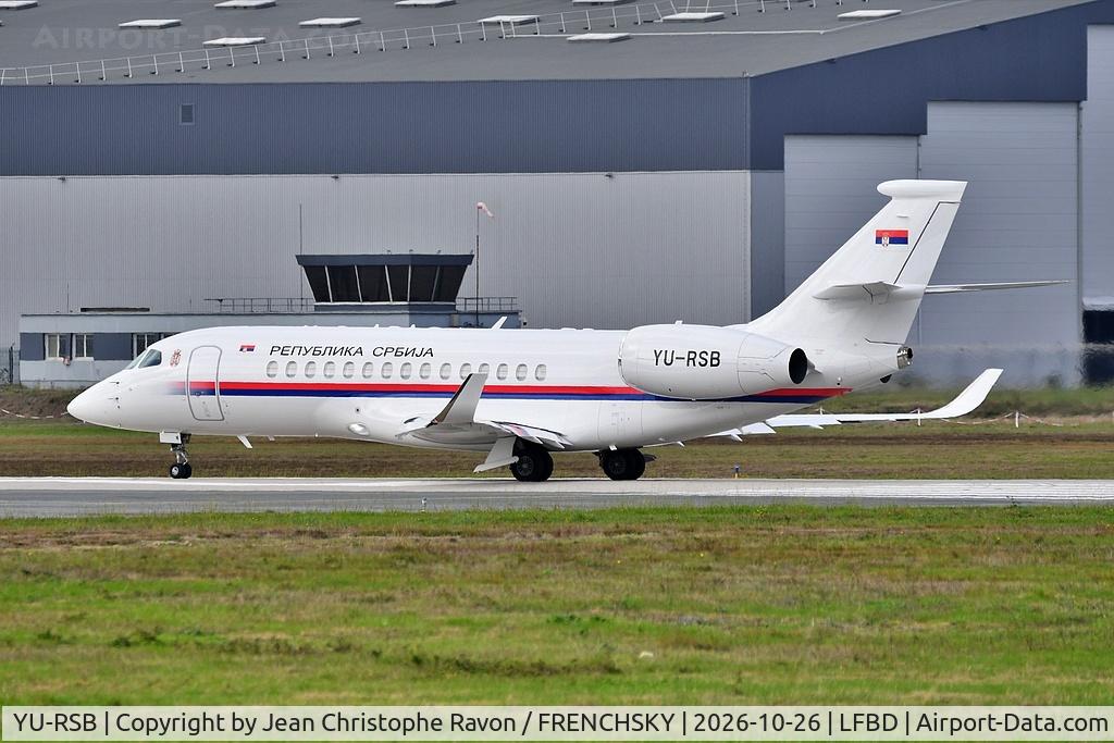 Aircraft YU-RSB, DASSAULT AVIATION FALCON 6X, c/n 013, Serbia - Government, at LFBD, photo by Jean Christophe Ravon / FRENCHSKY