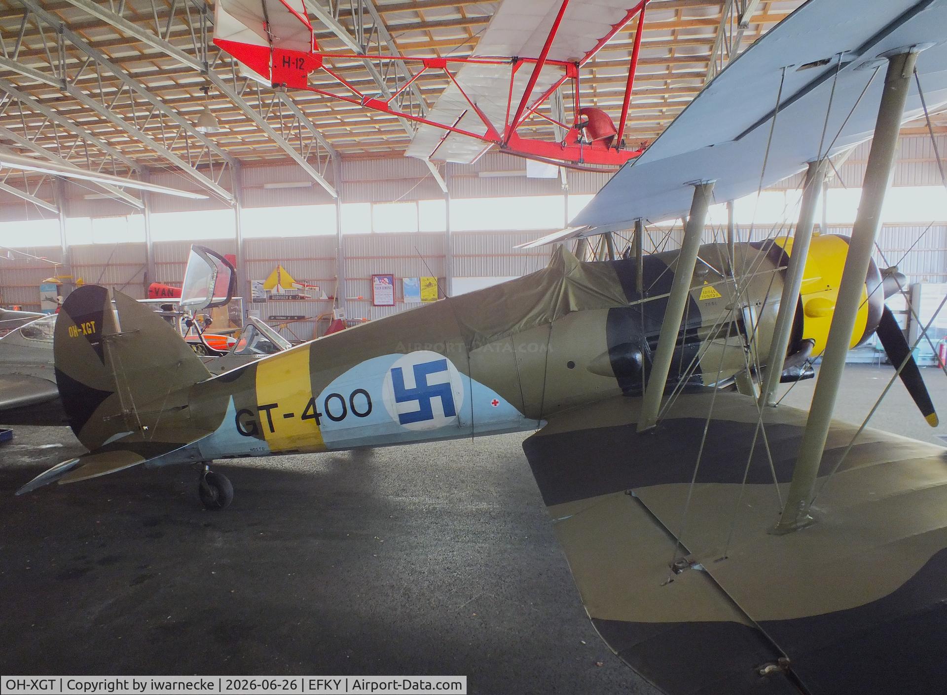 Aircraft OH-XGT, 1936 Gloster Gauntlet Mk.II, c/n G5/35957, Gloster Gauntlet II at the Karhulan ilmailukerhon lentomuseo (Karhula Aero Club Flying Museum), Kymi airfield, Kotka, at EFKY, photo by iwarnecke