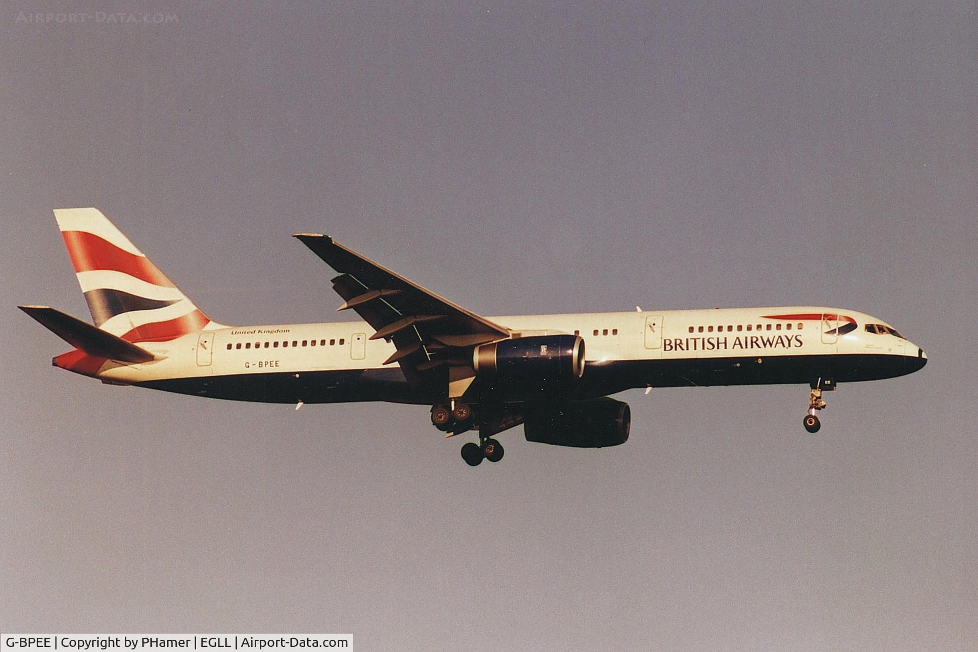 Aircraft G-BPEE, 1991 Boeing 757-236, c/n 25060, Heathrow, at EGLL, photo by PHamer