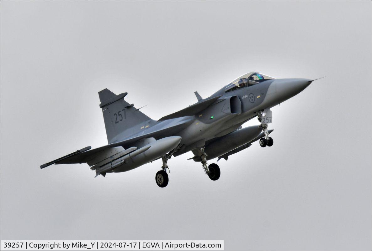 Aircraft 39257, Saab JAS-39C Gripen, c/n 39257, JAS-39C arriving at RAF Fairford for RIAT 2024, at EGVA, photo by Mike_Y
