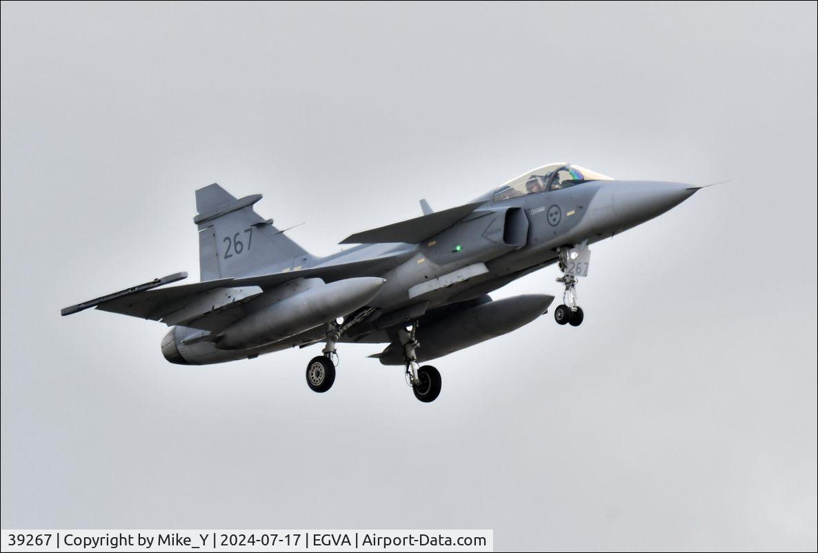 Aircraft 39267, Saab JAS-39C, c/n 39-267, JAS-39C arriving at RAF Fairford for RIAT 2024, at EGVA, photo by Mike_Y
