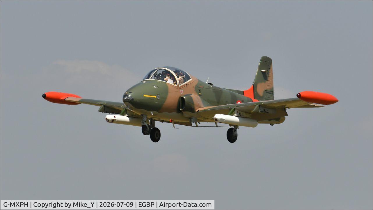 Aircraft G-MXPH, 1970 BAC 167 Strikemaster, c/n EEP/JP-1931, BAC 167 Strikemaster arriving at Cotswold Airport, at EGBP, photo by Mike_Y