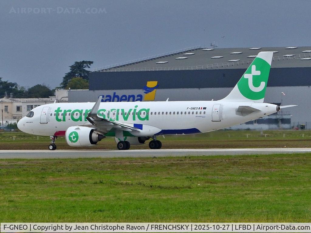 Aircraft F-GNEO, 2023 Airbus A320-252N, c/n 11918, Marrakesh (RAK) Paris (ORY) TO3011 Diverted to Bordeaux (BOD), at LFBD, photo by Jean Christophe Ravon / FRENCHSKY