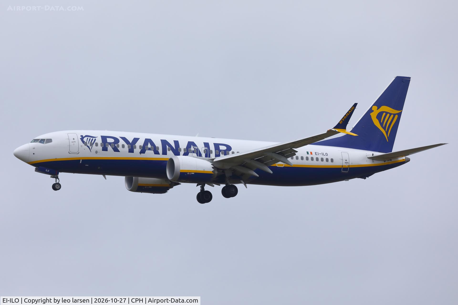 Aircraft EI-ILO, 2025 Boeing 737-8 Max 200, c/n 67125 l/n 9372, Copenhagen 27.10.2026, at CPH, photo by leo larsen