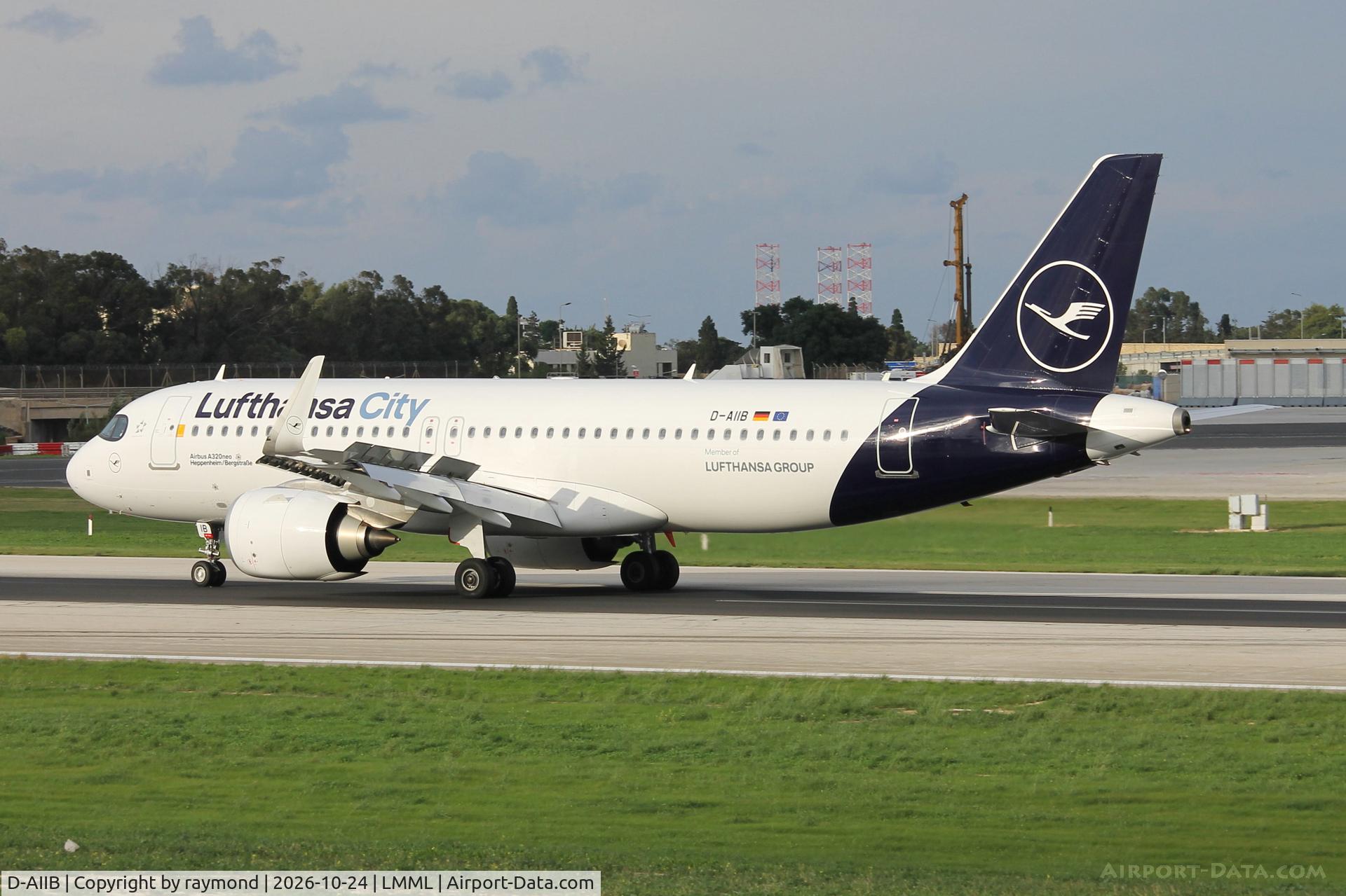 Aircraft D-AIIB, 2025 Airbus A320-251 N, c/n 12778, Airbus A320-251N reg D-AIIB of LufthansaCity on the runway after landing in Malta., at LMML, photo by raymond