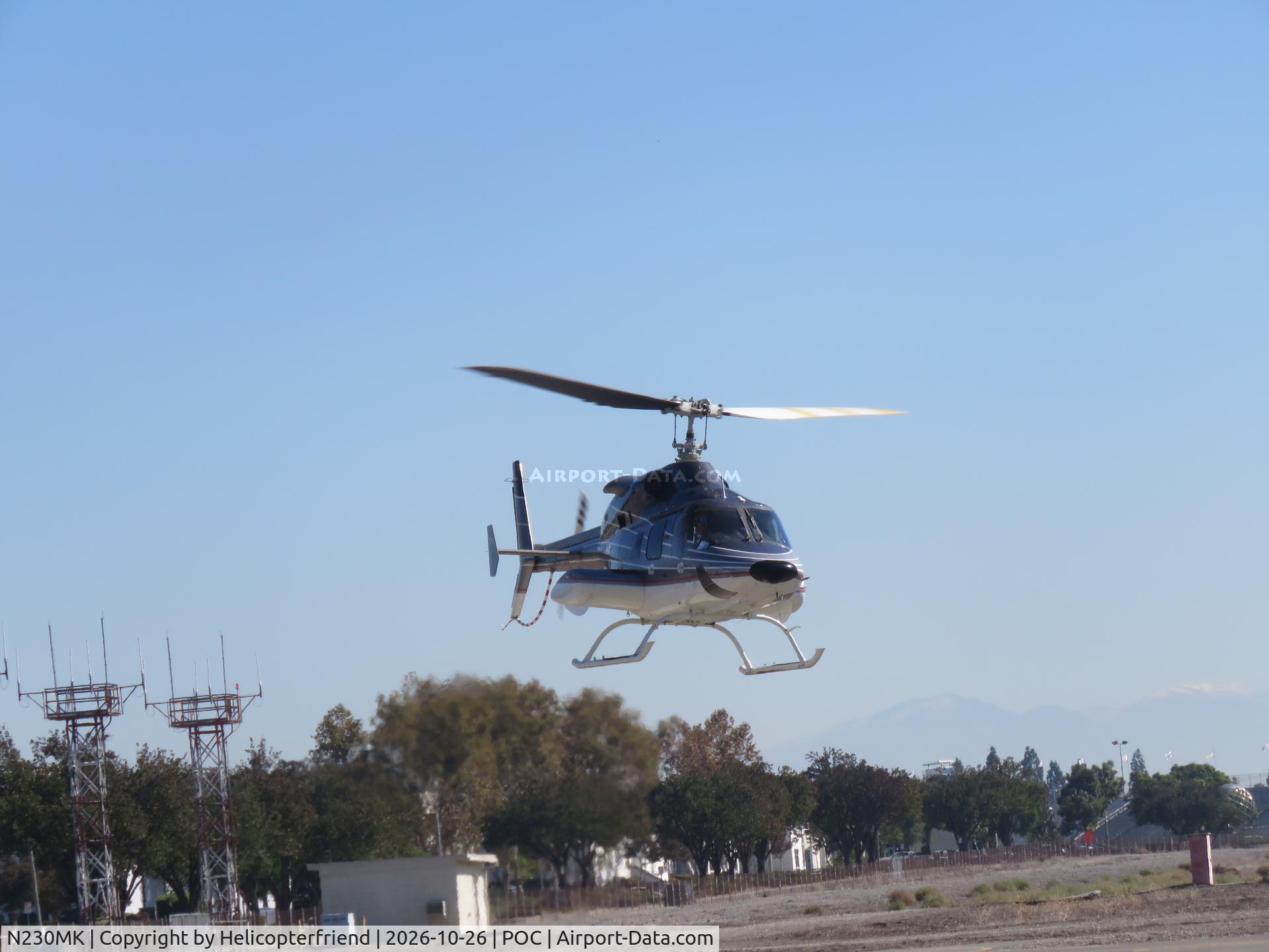 Aircraft N230MK, 1995 Bell 230, c/n 23035, Heading to taxiway November, at POC, photo by Helicopterfriend