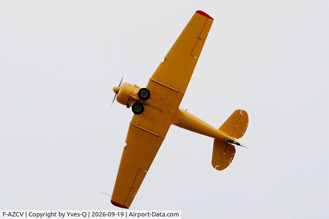 Aircraft F-AZCV, 1951 North American T-6G Texan, c/n 182-143, North American T-6G Texan, Take off rwy 22, Morlaix-Ploujean airport (LFRU-MXN), photo by Yves-Q