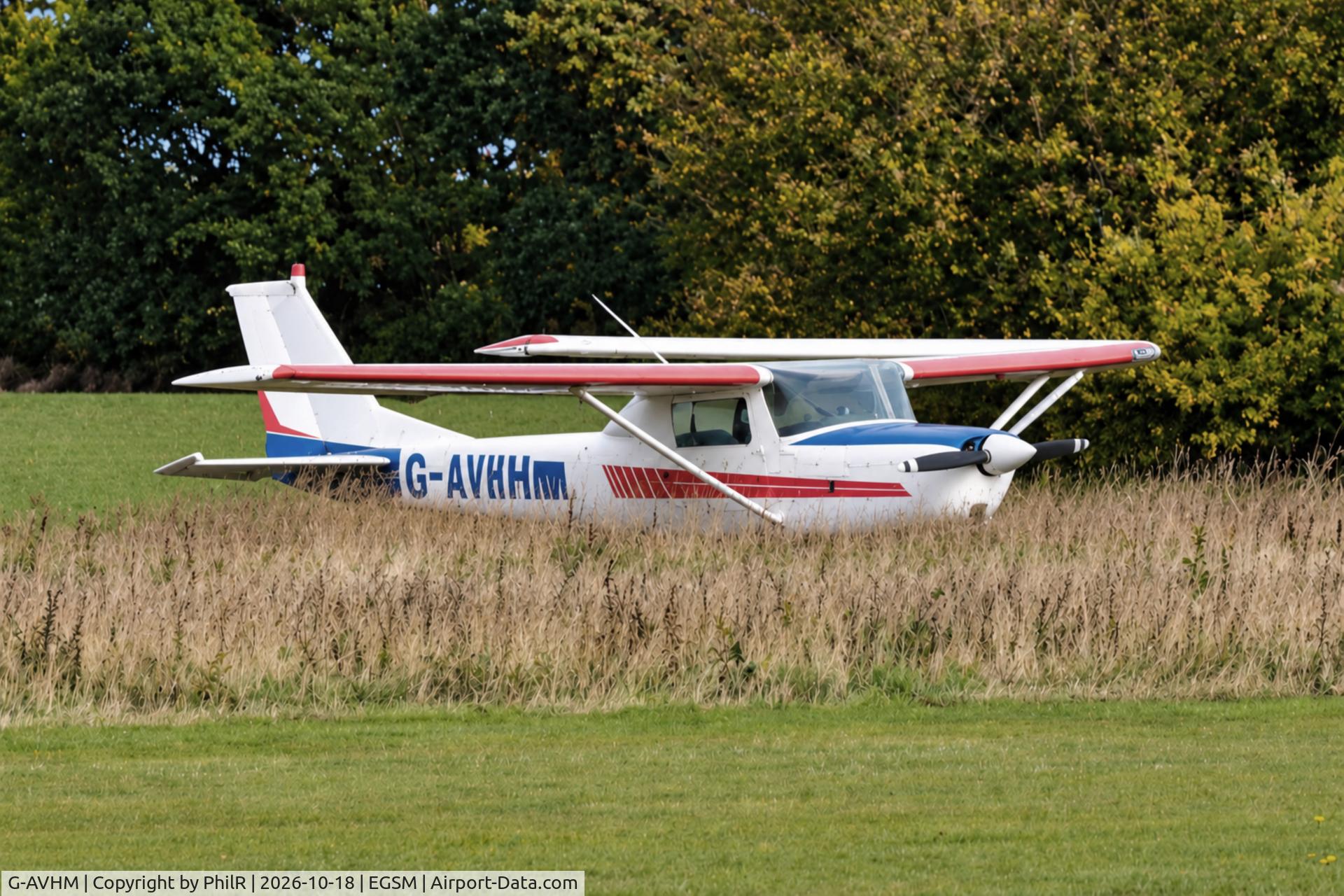 Aircraft G-AVHM, 1967 Reims Cessna F150G, c/n 0181, G-AVHM 1967 Reims Cessna F150G Beccles, at EGSM, photo by PhilR